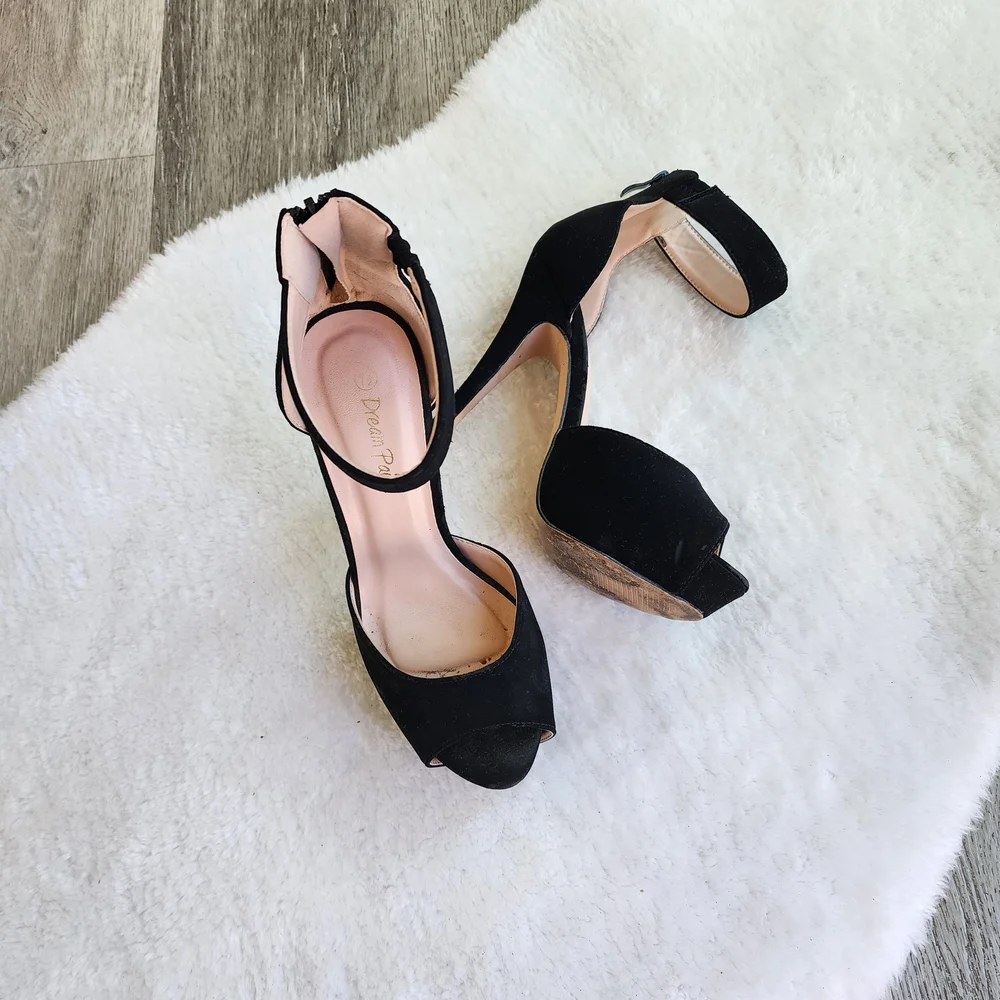 Dream Pairs Black Suede Platform Heels - Size 7.5 - Picture 2 of 6